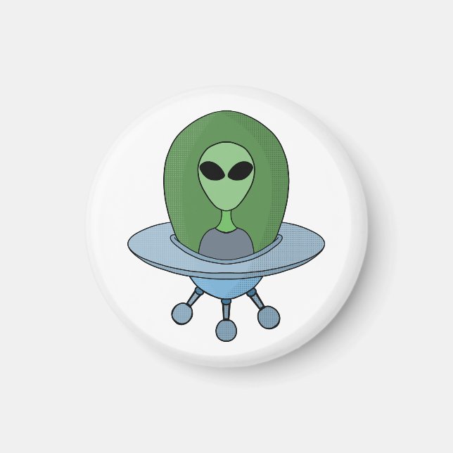 Alien in his little spaceship magnet (Front)
