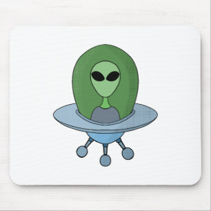 Alien in his little spaceship mouse pad