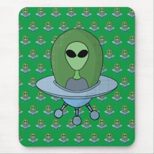 Alien in his little spaceship mouse pad