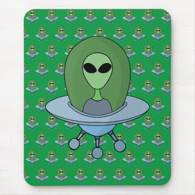 Alien in his little spaceship mouse pad (Front)
