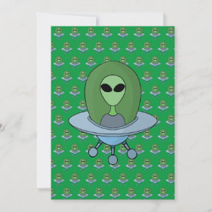 Alien in his little spaceship thank you card