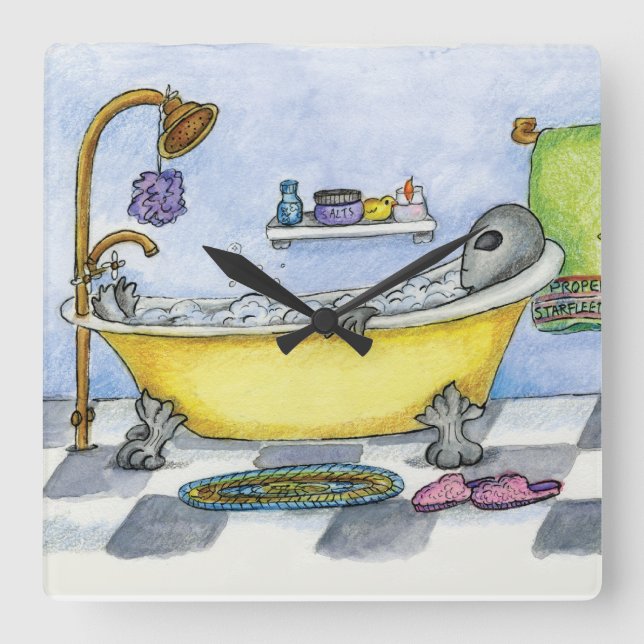 Alien in my Bathtub Wall Clock (Front)