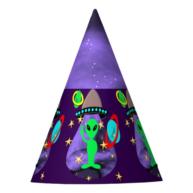 Alien In Outer Space fun Kids Cute Party Hat (Front)