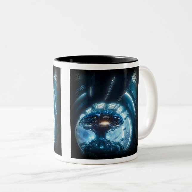 Alien in Space Two-Tone Mug, 11 oz  Coffee Mug (Front Right)