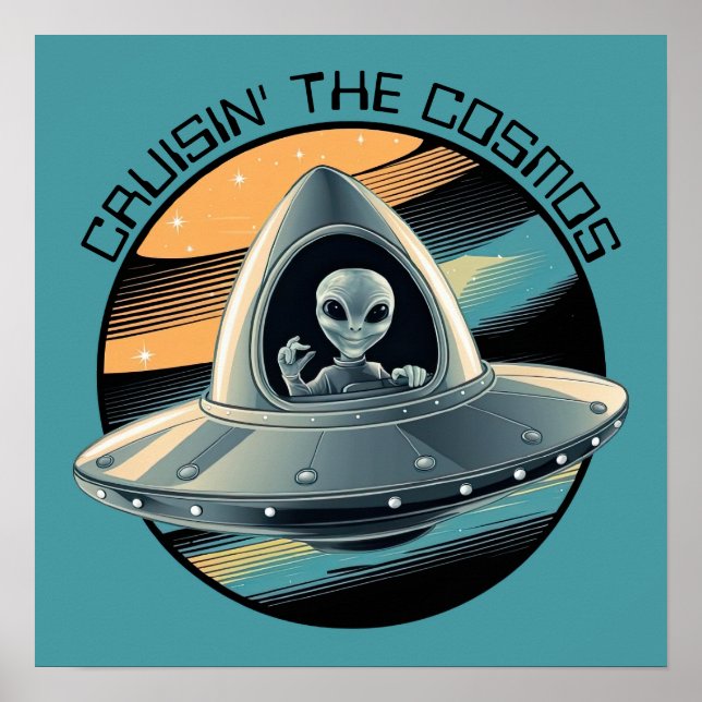 Alien in Spaceship Poster (Front)