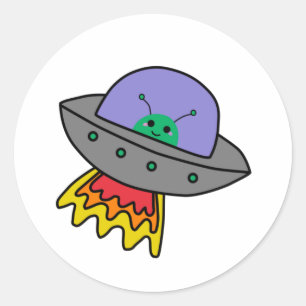 Alien in Spaceship Sticker