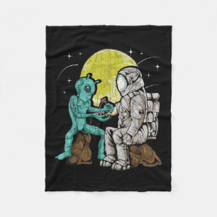 Alien Inking Astronaut Tattoo Vintage Tattoo Artis Fleece Blanket