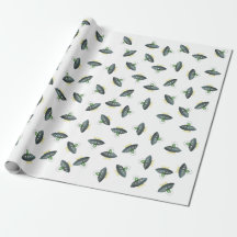 Alien Invader Wrapping Paper White