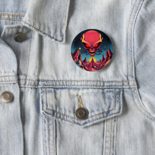 alien invasion  6 cm round badge