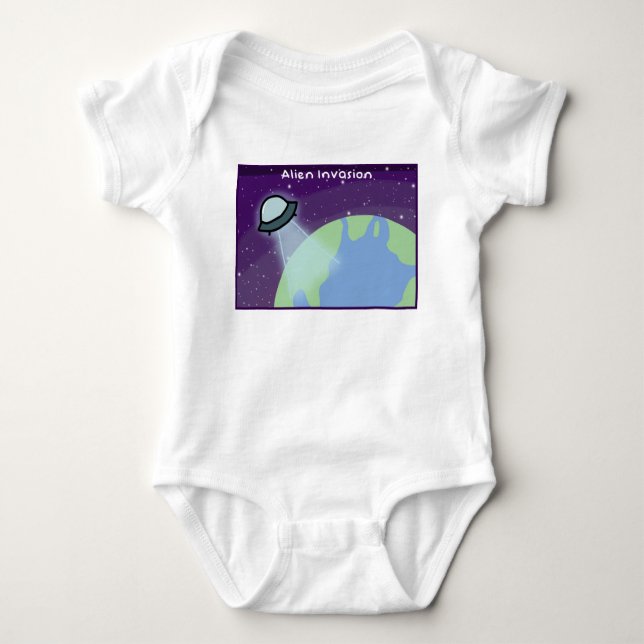 alien invasion baby bodysuit (Front)