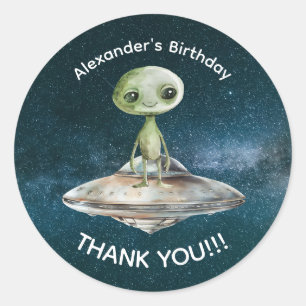 Alien Invasion Outer Space Birthday Classic Round Sticker