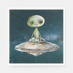 Alien Invasion Outer Space Birthday Napkin