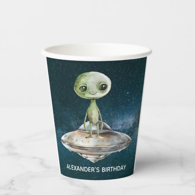 Alien Invasion Outer Space Birthday Paper Cups (Front)