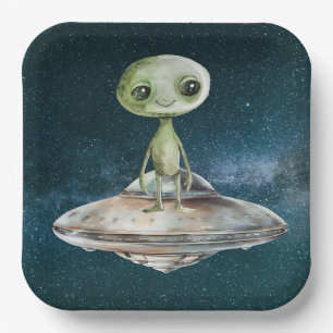 Alien Invasion Outer Space Birthday Paper Plate