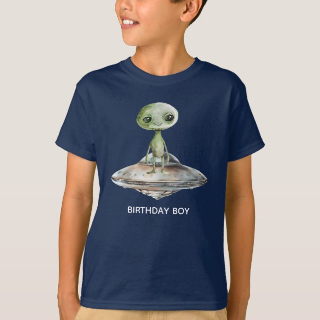 Alien Invasion Outer Space Birthday T-Shirt (Front)
