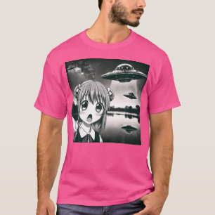 Alien Invasion Sci-Fi Humour Anime Girl Selfie Wit T-Shirt