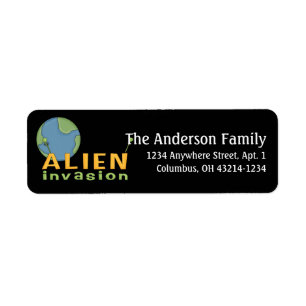 Alien Invasion Space Theme Return Address Label
