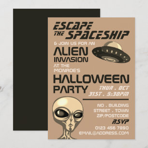 Alien Invasion Theme, Escape Room, Halloween Party Invitation