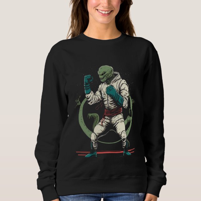 Alien Karate Martial Artist UFO Extraterrestrial Sweatshirt (Front)