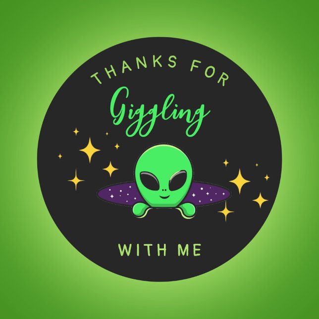 Alien Kids birthday party favour Classic Round Sticker (Creator Uploaded)