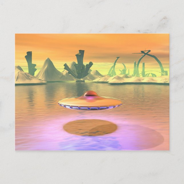 Alien Lake UFO Take Off Postcard (Front)