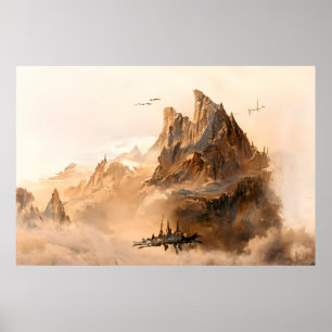 Alien Landscape in Outer Space Abstract Poster