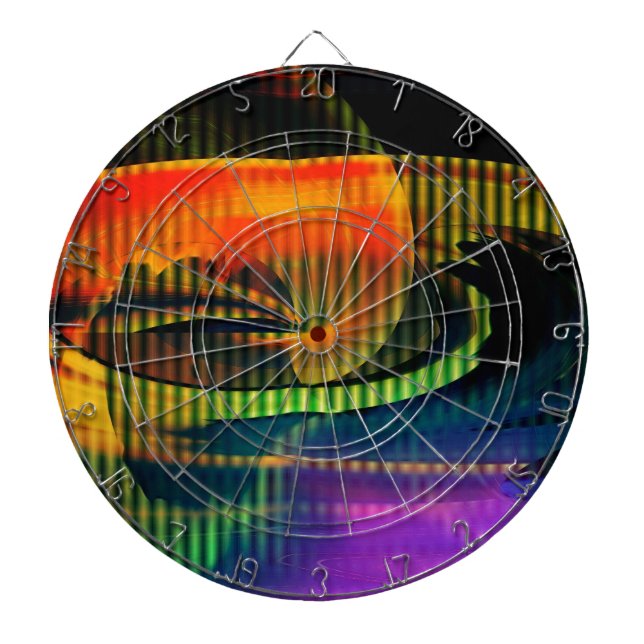 Alien Landscape Rainbow Abstract Dartboard (Front)