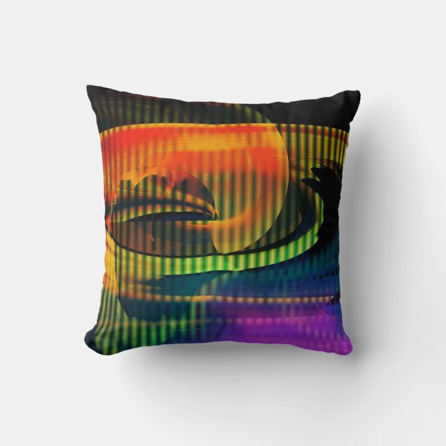 Alien Landscape Rainbow Abstract Throw Pillow (Front)