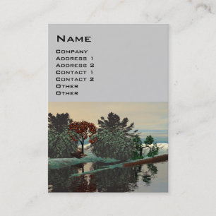 ALIEN LANDSCAPE,TREES LAGOON HYPERION Sci Fi Grey Business Card