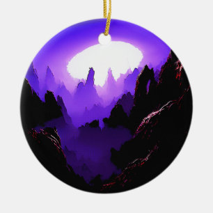 Alien Landscape With Purple Sky Ceramic Tree Decoration