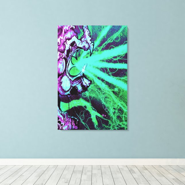 Alien Laser Eyes with Reptile Tongue Canvas Print (Insitu(Wood Floor))