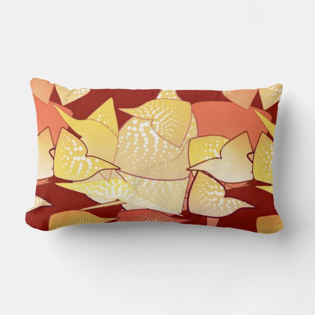 “Alien Lilies” Abstract - Rust and Gold Lumbar Cushion (Front)