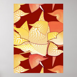 “Alien Lilies” Abstract - Rust and Gold Poster