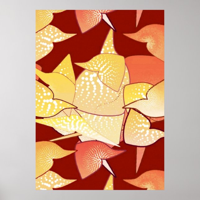 “Alien Lilies” Abstract - Rust and Gold Poster (Front)