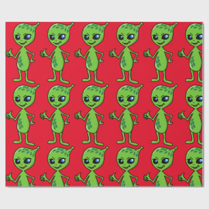 ALIEN LITTLE GREEN MAN CHRISTMAS Wrapping Paper