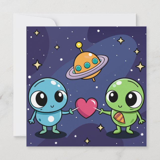 Alien Love Buddies Invitation (Front)