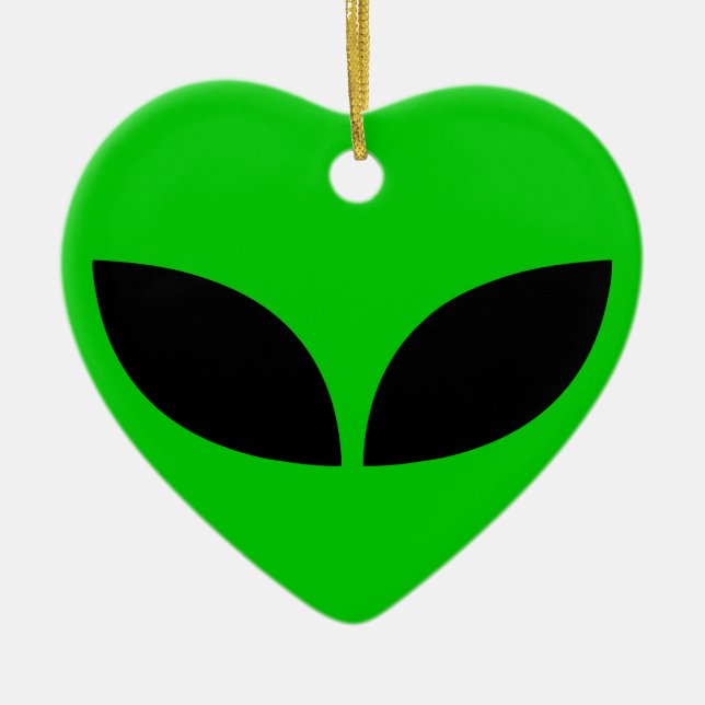 Alien Love Heart Ceramic Ornament (Front)