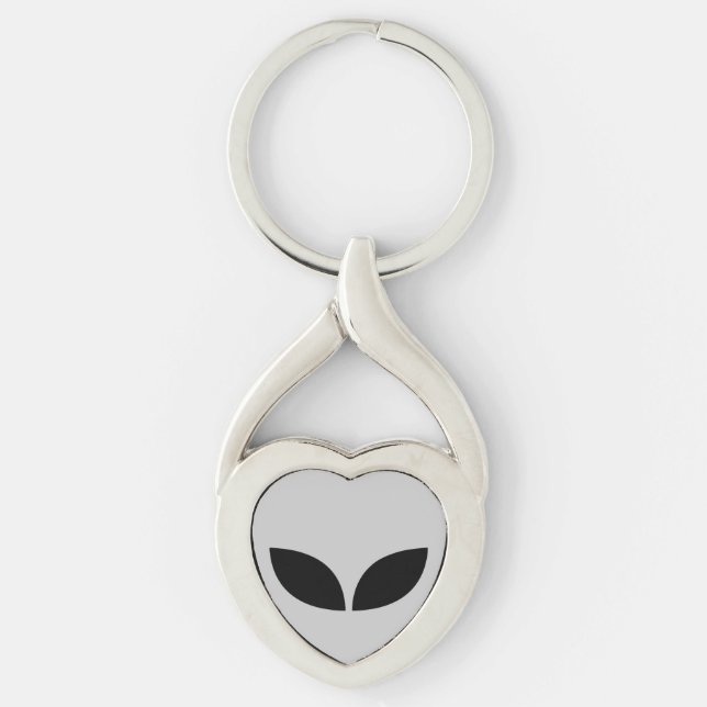 Alien Love Heart Paper Coaster Key Ring (Front)