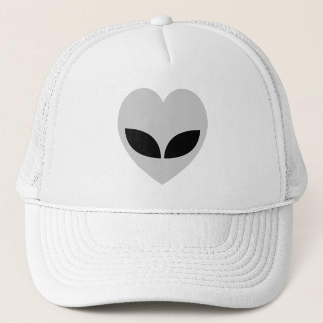 Alien Love Heart Paper Coaster Trucker Hat (Front)