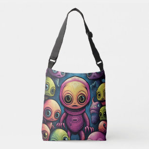 alien love skull funny good mood lucky crossbody bag