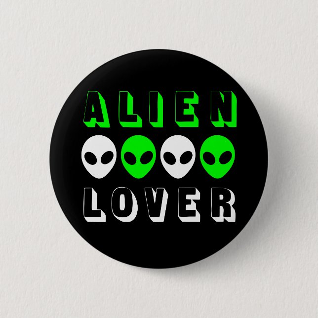 Alien Lover in Bright Green and White 6 Cm Round Badge (Front)
