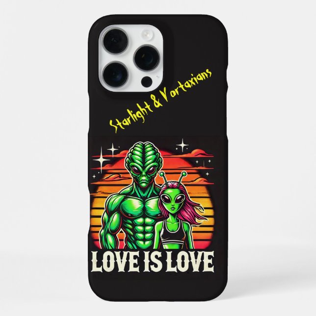Alien Lovers Under Glowing Sunset iPhone Case (Back)