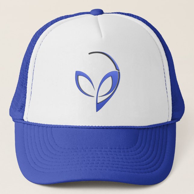 Alien Mascot in Blue Trucker Hat (Front)
