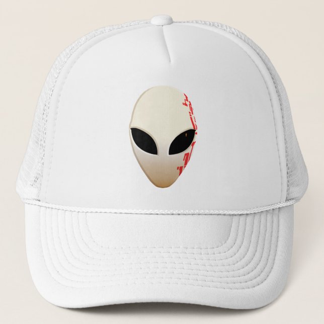 Alien Mask with Futuristic Markings Trucker Hat (Front)