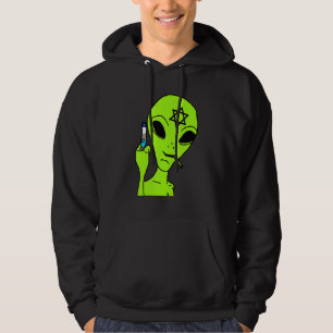 Alien Middle Finger Hanukkah  Chanukah Jewish Holi Hoodie
