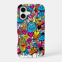 Alien Monster Graffiti Pattern iPhone 16 case
