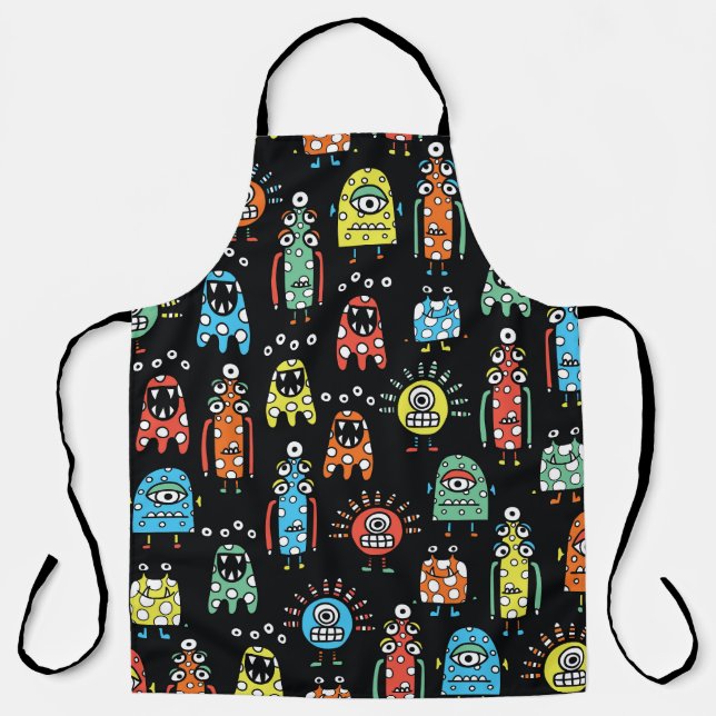 Alien Monsters: Cute Seamless Vintage Apron (Front)