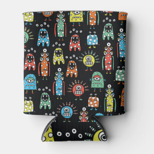 Alien Monsters: Cute Seamless Vintage Can Cooler