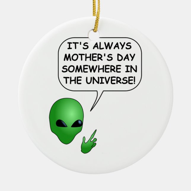 Alien Mother's Day Ceramic Tree Decoration (Front)