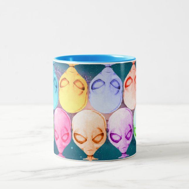 Alien Mug, multicolored Two-Tone Coffee Mug (Center)